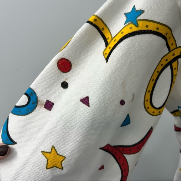 Vintage Architect White Mock Neck Party Themed Cotton Blend Sweater Large - Picture 2 of 9